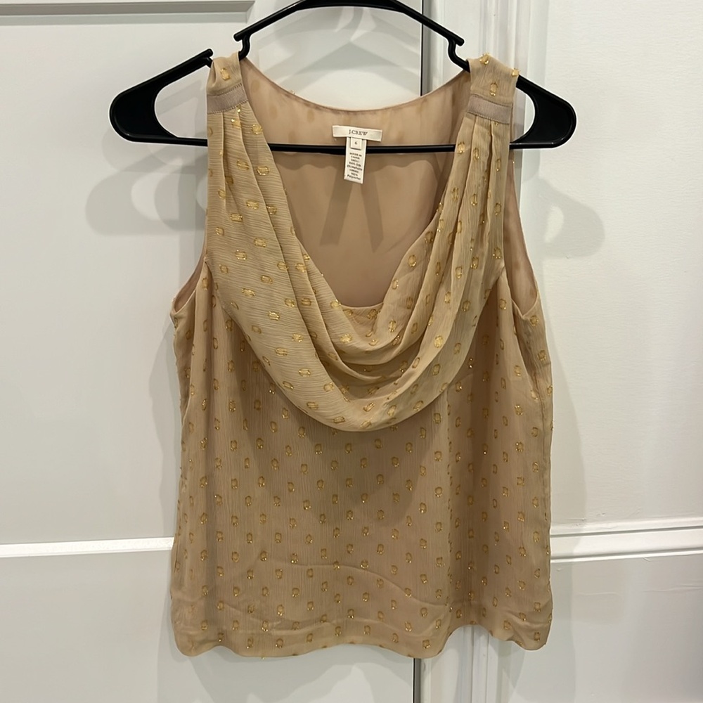 Jcrew women’s top. Sz 6.  Tan/gold